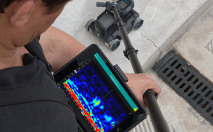 Specialist conducting Ground Penetrating Radar (GPR) scanning services in Qatar